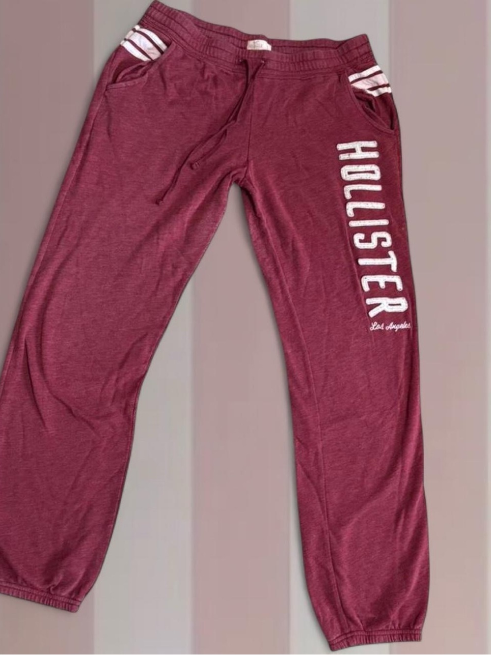Hollister vintage Y2K Burgundy Patch Letter Logo sweatpants
